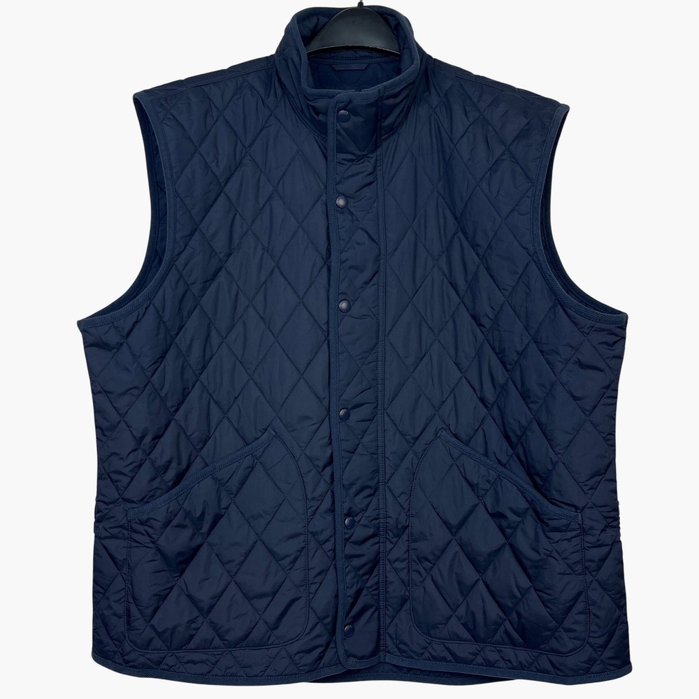 J.Crew Sussex Quilted Vest Full Zip Snap Mens XXL Navy Blue Puffer CD638